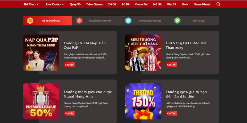 Hệ thống khuyến mãi đa dạng tại nhà cái XO88
