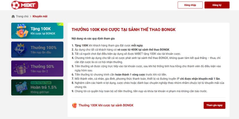 Các ưu đãi giá trị có tại nhà cái uy tín MIBET