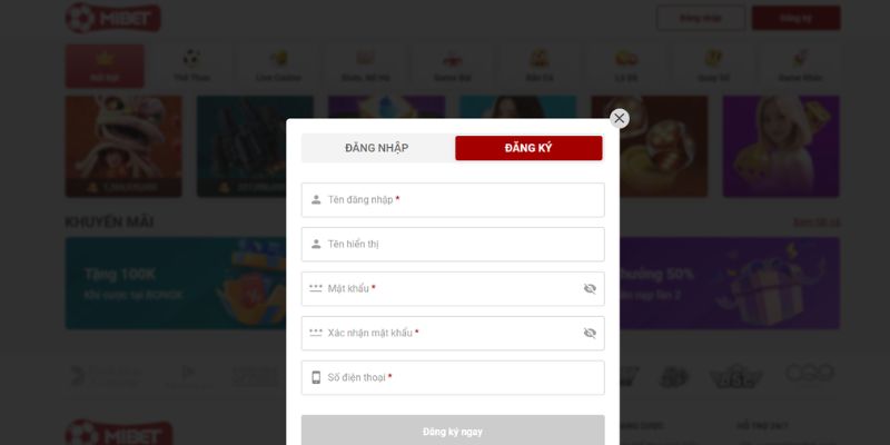 Hướng dẫn cụ thể mở tài khoản trên MIBET